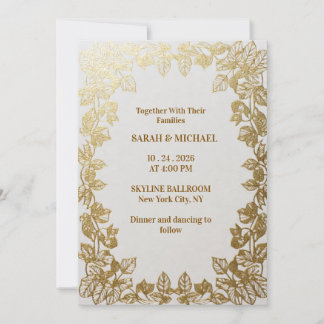 Elegant Gold Foil Wedding Invitation Template シーズンカード