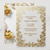 Elegant Gold Foil Wedding Invitation Template シーズンカード (正面/裏面)