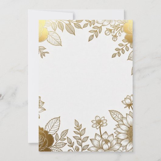 Elegant Gold Foil Wedding Invitation Template 招待状 (裏面)