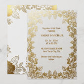 Elegant Gold Foil Wedding Invitation Template 招待状 (正面/裏面)