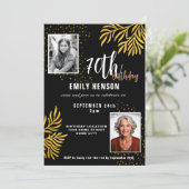  Elegant Gold Foliage 2 Photo 70th Birthday Party  招待状 (スタンド正面)
