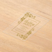 Elegant Gold Foliage Christmas Party アクリル招待状 (レイダウン)