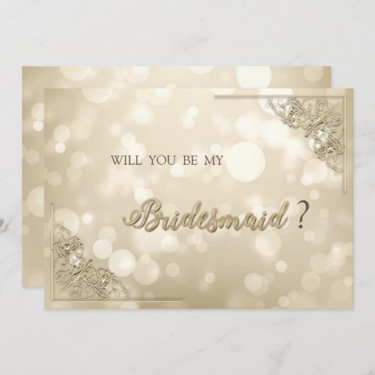 Elegant Gold Frame Bokeh 招待状 (正面/裏面)