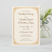 Elegant Gold Frame Classic Wedding Invitation 招待状 (スタンド正面)