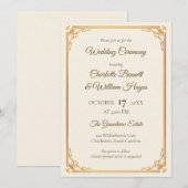 Elegant Gold Frame Classic Wedding Invitation 招待状 (正面/裏面)