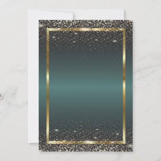 Elegant Gold Frame Confetti Dark Green Retirement  招待状 (裏面)
