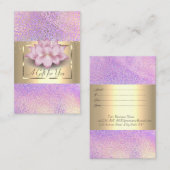 Elegant Gold Frame, Confetti Holographic Lotus 割引カード (正面/裏面)