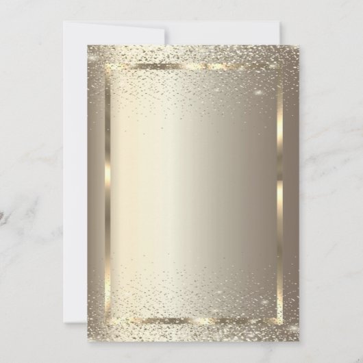 Elegant Gold Frame Confetti Roses Gold Retirement  招待状 (裏面)