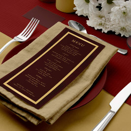 Elegant gold frame dark burgundy modern wedding メニュー