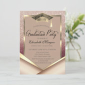 Elegant Gold Frame Diamonds Glitter Graduation 招待状 (スタンド正面)