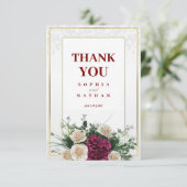 Elegant Gold Frame Floral Wedding Thank You Card サンキューカード (スタンド正面)