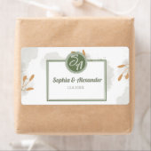 Elegant Gold Frame & Greenery Floral Wedding  ラベル (インサイチュ)