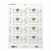 Elegant Gold Frame & Greenery Floral Wedding  ラベル (フルシート)