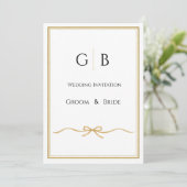 Elegant Gold Frame Monogram Wedding Invitation 招待状 (スタンド正面)