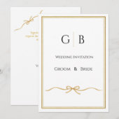 Elegant Gold Frame Monogram Wedding Invitation 招待状 (正面/裏面)