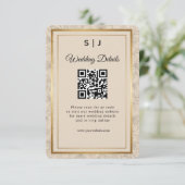 Elegant Gold Frame QR Code Wedding Details エンクロージャーカード (スタンド正面)