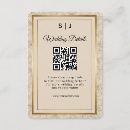 Elegant Gold Frame QR Code Wedding Details エンクロージャーカード