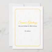 Elegant Gold Frame Snowflake Season’s Greetings  シーズンカード (正面)