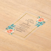 Elegant Gold Frame Wedding  アクリル招待状 (レイダウン)