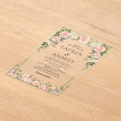 Elegant Gold Frame Wedding  アクリル招待状 (レイダウン)