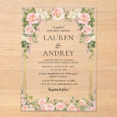 Elegant Gold Frame Wedding  アクリル招待状 (正面)