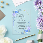Elegant Gold Frame Wedding アクリル招待状 (インサイチュ (ウェディング))