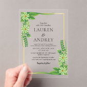 Elegant Gold Frame Wedding  アクリル招待状 (インサイチュ (ポータブル))