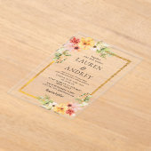 Elegant Gold Frame Wedding  アクリル招待状 (レイダウン)