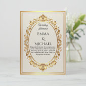 Elegant Gold Frame Wedding Invitation 招待状 (スタンド正面)