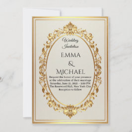Elegant Gold Frame Wedding Invitation 招待状