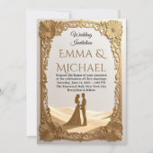 Elegant Gold Frame Wedding Invitation – Classic  招待状 (正面)