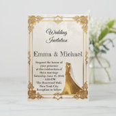 Elegant Gold Frame Wedding Invitation – Classic  招待状 (スタンド正面)