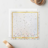 Elegant Gold Frame Wildflower Blank Card with Whit ノートカード (正面/裏面インサイチュ)