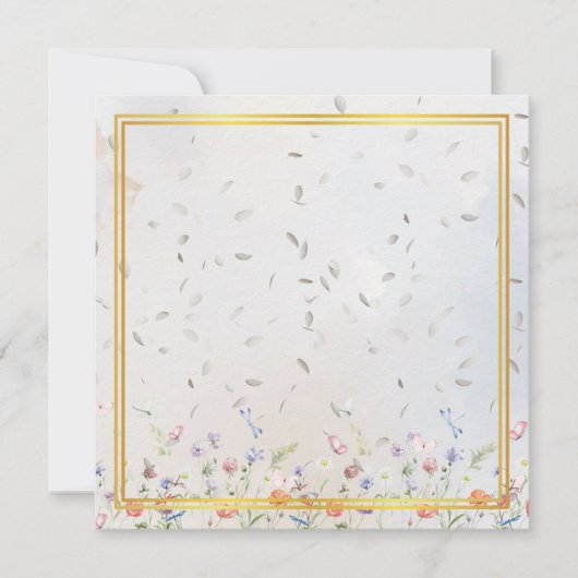 Elegant Gold Frame Wildflower Blank Card with Whit ノートカード (正面)