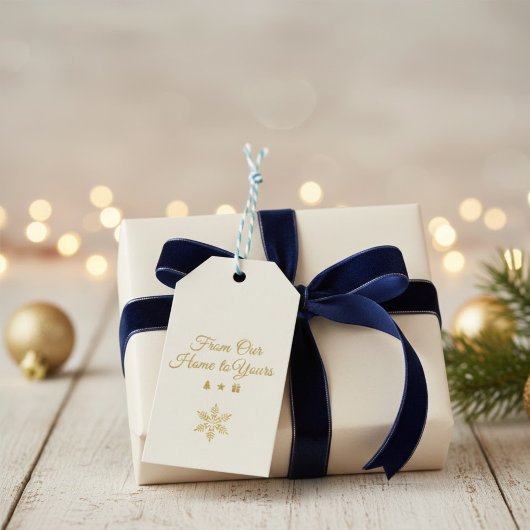 Elegant Gold "From Our Home to Yours" DIY Holiday ギフトタグ