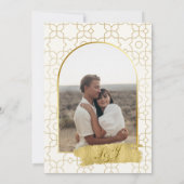 Elegant Gold Geometric Arch Photo Back Wedding 招待状 (裏面)