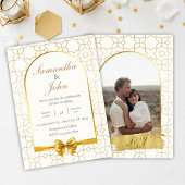 Elegant Gold Geometric Arch Photo Back Wedding 招待状