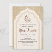 Elegant Gold Geometric Arch Ramadan Iftar Dinner 招待状 (正面)