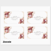 Elegant Gold Geometric Burgundy Floral Wedding  長方形シール (シート)