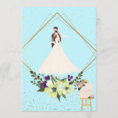 Elegant Gold Geometric Dusty Blue Wedding Program プログラム (裏面)