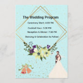 Elegant Gold Geometric Dusty Blue Wedding Program  プログラム (正面)