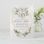 Elegant Gold Geometric Heart Wedding Invitation 招待状 (スタンド正面)