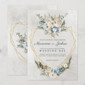 Elegant Gold Geometric Heart Wedding Invitation 招待状 (正面/裏面)