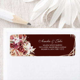 Elegant Gold Geometric Terracotta Floral Wedding  ラベル