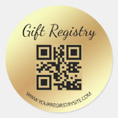 elegant gold gift registry qr code baby shower ラウンドシール (正面)