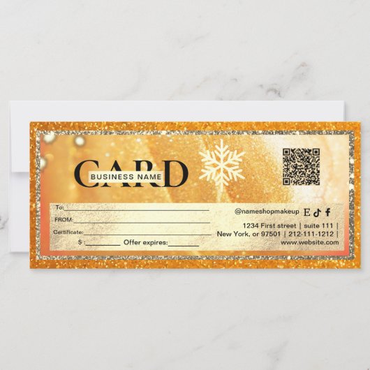 Elegant Gold Gift Voucher | Glitter and Pearl (裏面)