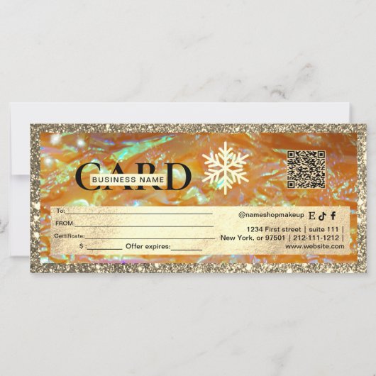 Elegant Gold Gift Voucher | Glitter and Pearl (裏面)