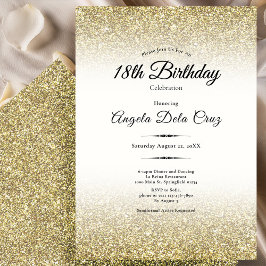 Elegant Gold Glitter 18th Birthday Debut 招待状