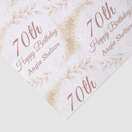 Elegant Gold Glitter 70th Birthday 薄葉紙 (詳細)
