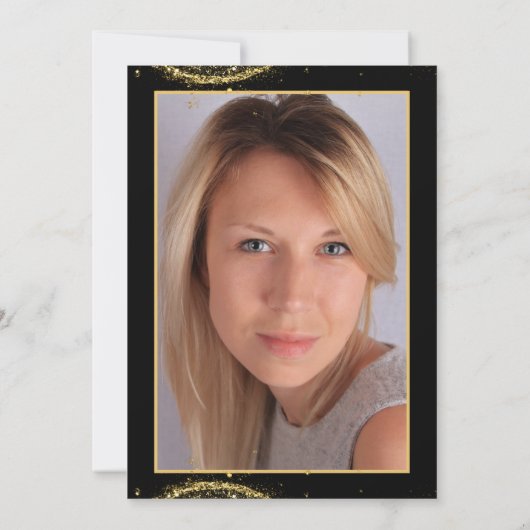 Elegant Gold Glitter Birthday 30th with Balloons 招待状 (裏面)